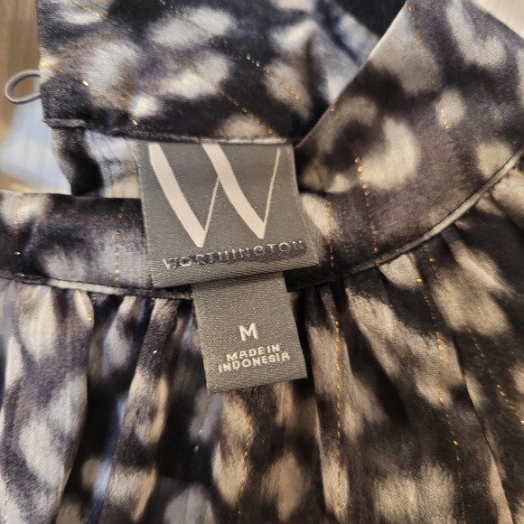 Worthington sheer flowy animal print long sleeve blouse size M - Picture 3 of 8